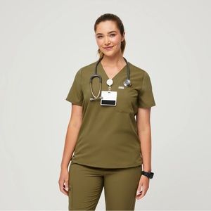 Figs Martini Olive Scrub Top - XS